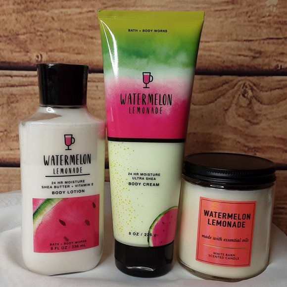 BATH & BODY WORKS 'WATERMELON~LEMONADE' 3-PIECE CANDLE & LOTION SET - Picture 11 of 11